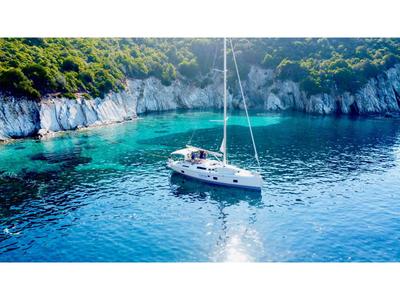 Exterior view of Dolce Vita, a Hanse Yachts Hanse 418 sailboat at Municipal Unit of Apollonioi, Greece