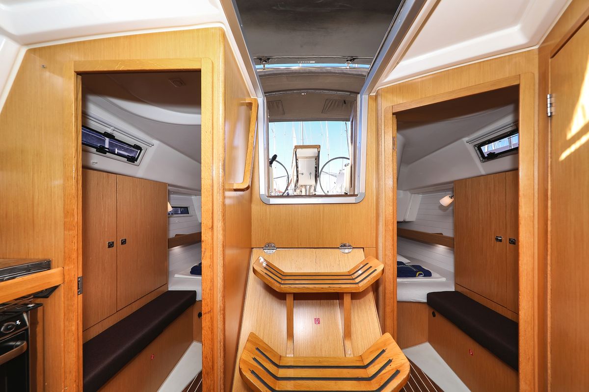Salon of Lady One, a Bavaria Cruiser 34 sailboat at Grad Biograd na Moru, Croatia
