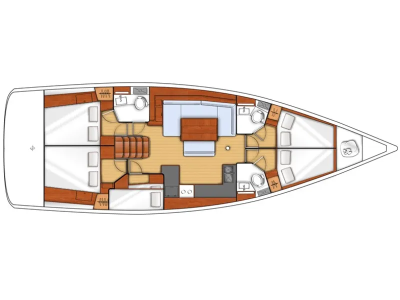 Floor plan of O48-15, a Beneteau Oceanis 48 sailboat at Athens, Greece