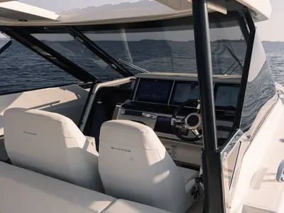 Cockpit of Blade, a Saxdor Yachts Saxdor 400 GTO motorboat at Općina Sukošan, Croatia