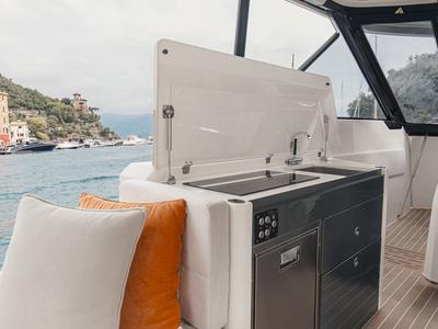 Galley of Blade, a Saxdor Yachts Saxdor 400 GTO motorboat at Općina Sukošan, Croatia