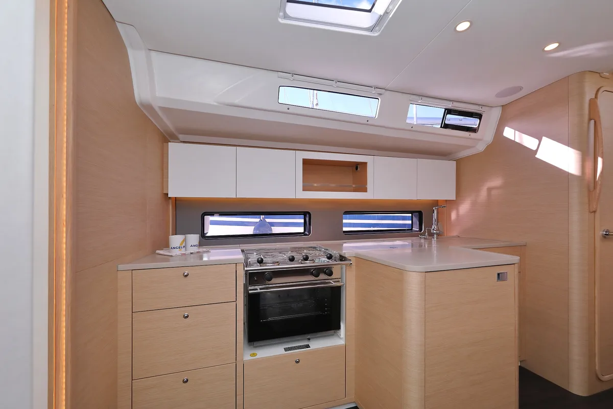 Galley of Aniela, a Dufour 41 sailboat at Grad Biograd na Moru, Croatia