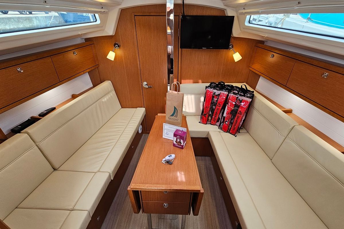 Salon of Zen, a Bavaria Cruiser 34 Style sailboat at Zadar, Croatia