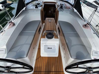 Deck of Zen, a Bavaria Cruiser 34 Style sailboat at Zadar, Croatia