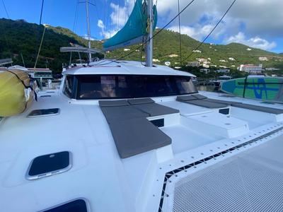 Deck of Canis Majoris, a Fountaine Pajot Saba 50 catamaran at Road Town, British Virgin Islands
