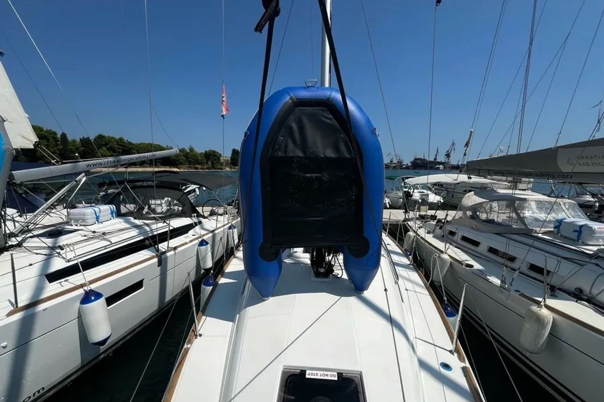 Deck of Vitamar, a Jeanneau Sun Odyssey 349 sailboat at Grad Pula, Croatia