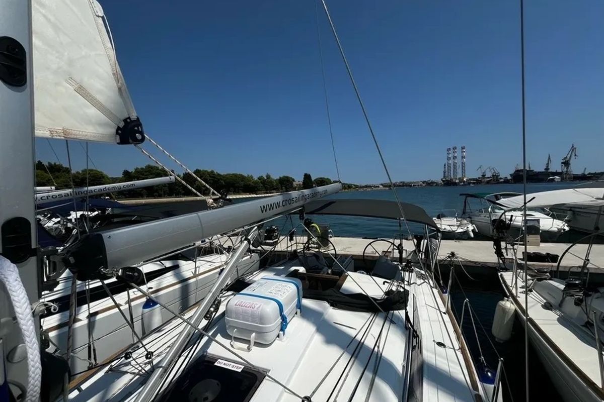 Exterior view of Vitamar, a Jeanneau Sun Odyssey 349 sailboat at Grad Pula, Croatia