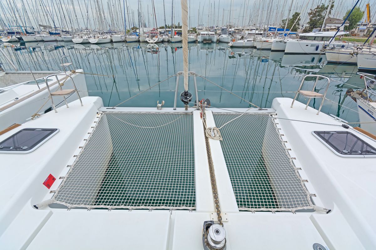 Deck of Catanoo, a Lagoon 39 catamaran at Kos, Greece