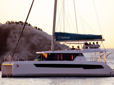 Exterior view of Sunsail 424/4/4 Premium Plus, a Gulet Sunsail 424 catamaran at Municipal Unit of Lefkada, Greece