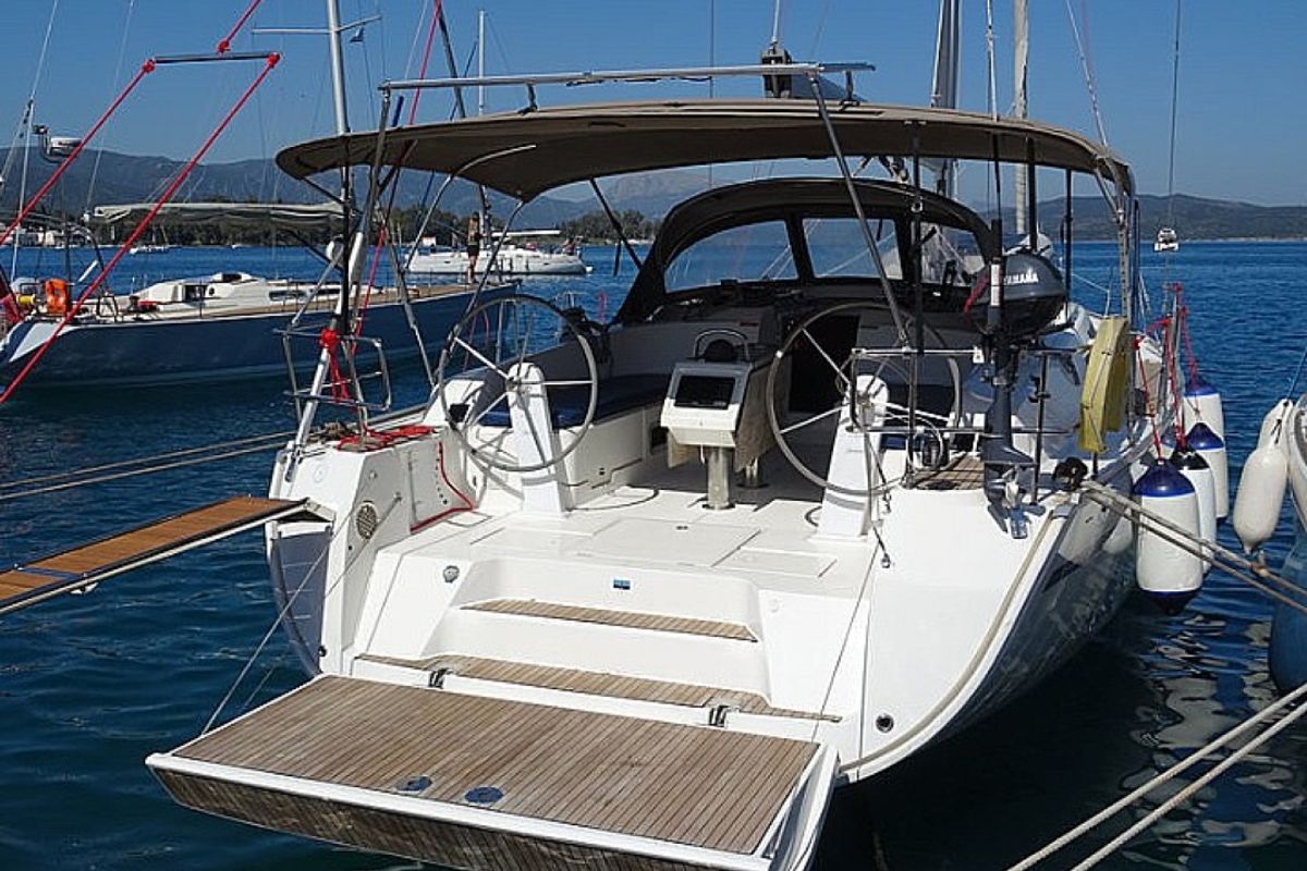 Cockpit of Rea (Refit 2022), a Bavaria 46 Cruiser sailboat at Municipal Unit of Lefkada, Greece
