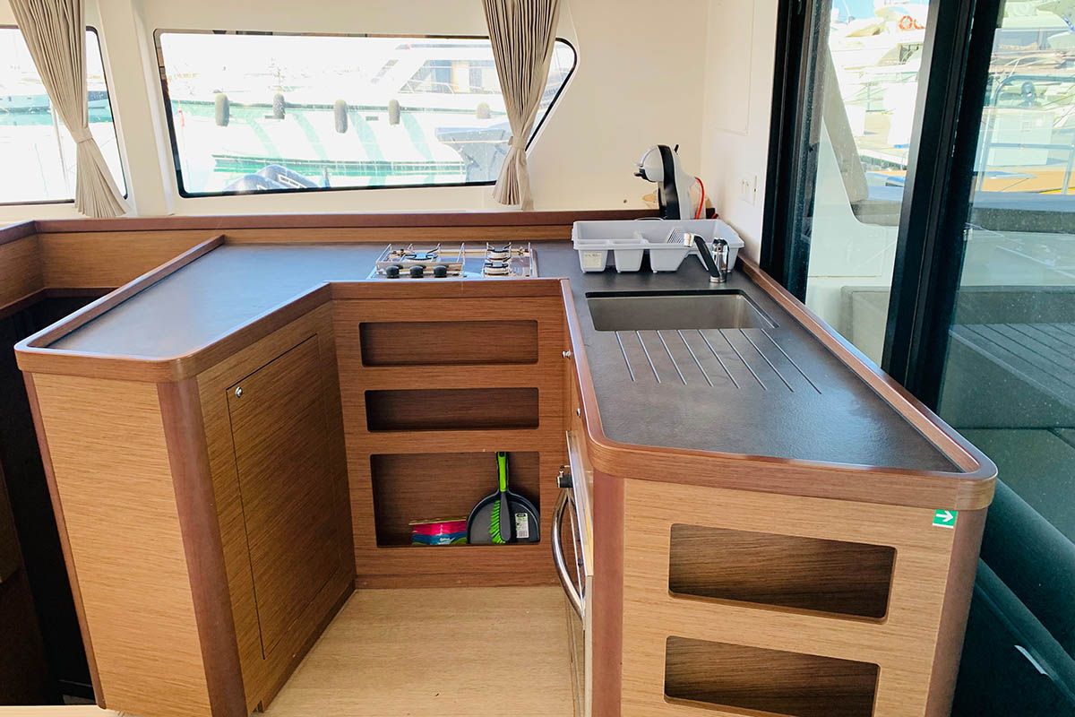 Galley of Mayialena, a Lagoon 42 catamaran at Athens, Greece