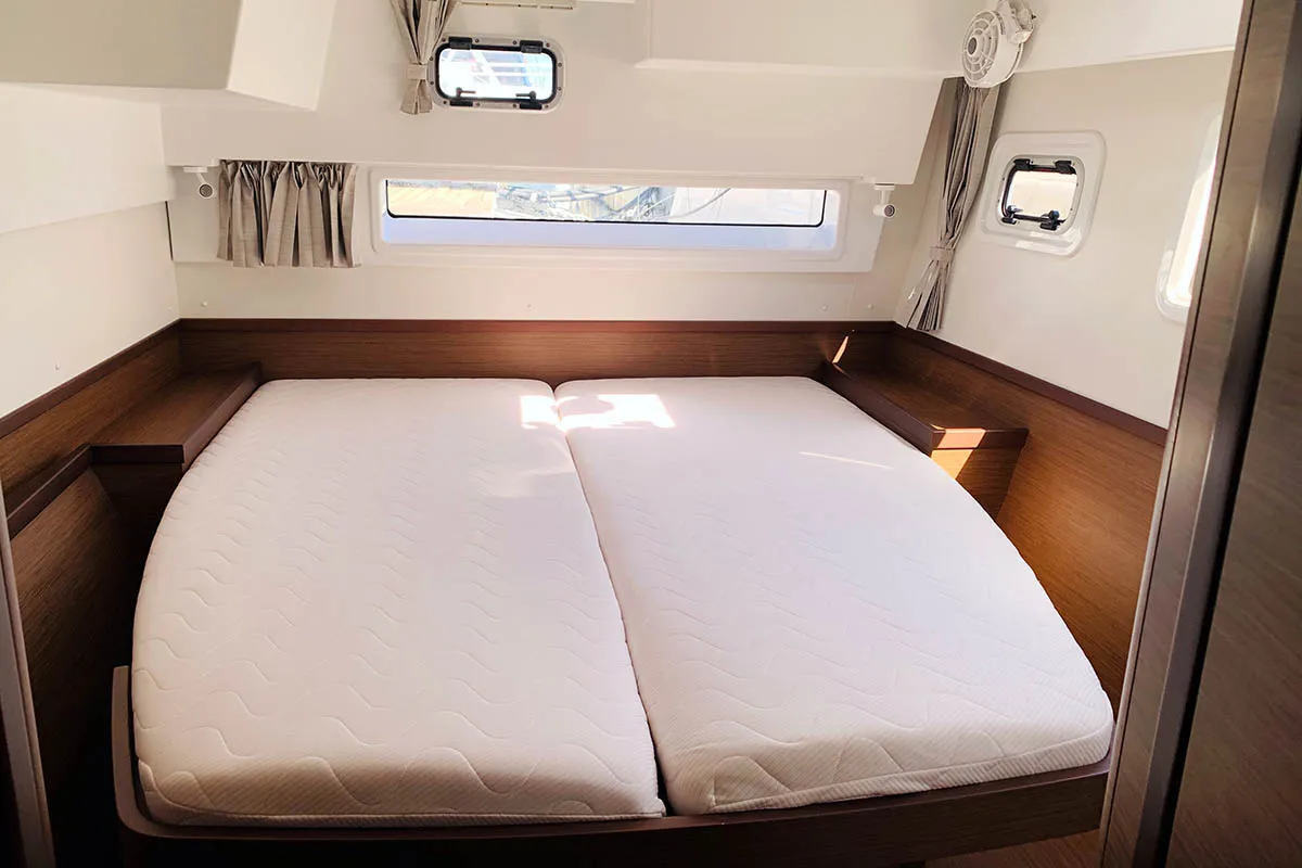 Cabin on Mayialena, a Lagoon 42 catamaran at Athens, Greece