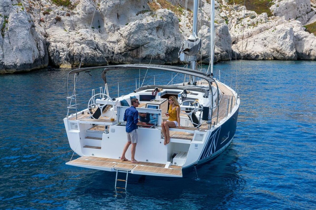 Deck of Pura Vida, a Dufour 530 sailboat at Road Town, British Virgin Islands