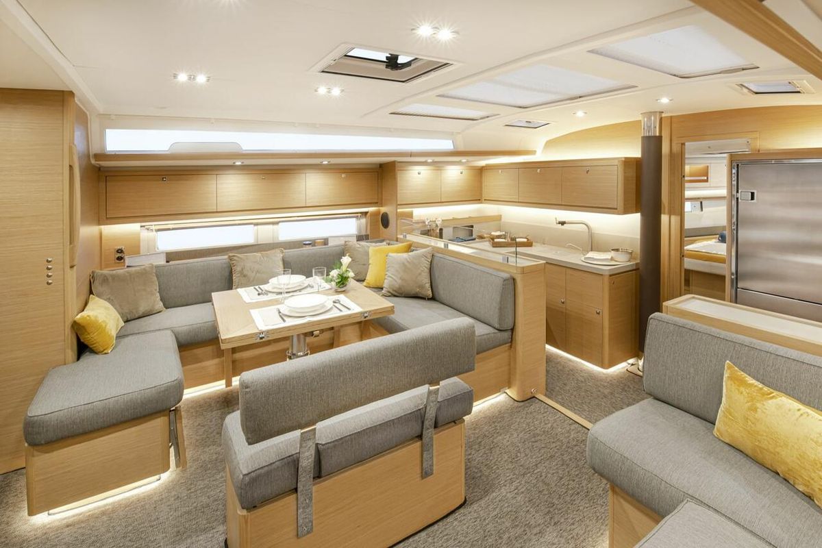 Salon of Pura Vida, a Dufour 530 sailboat at Road Town, British Virgin Islands