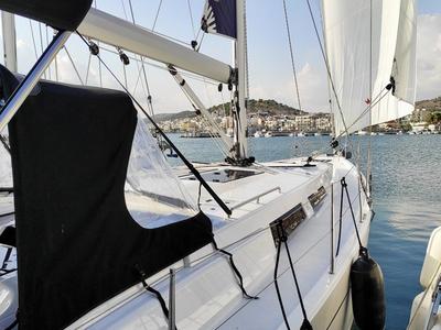 Cockpit of Xristina, a Hanse Yachts Hanse 458 sailboat at Athens, Greece