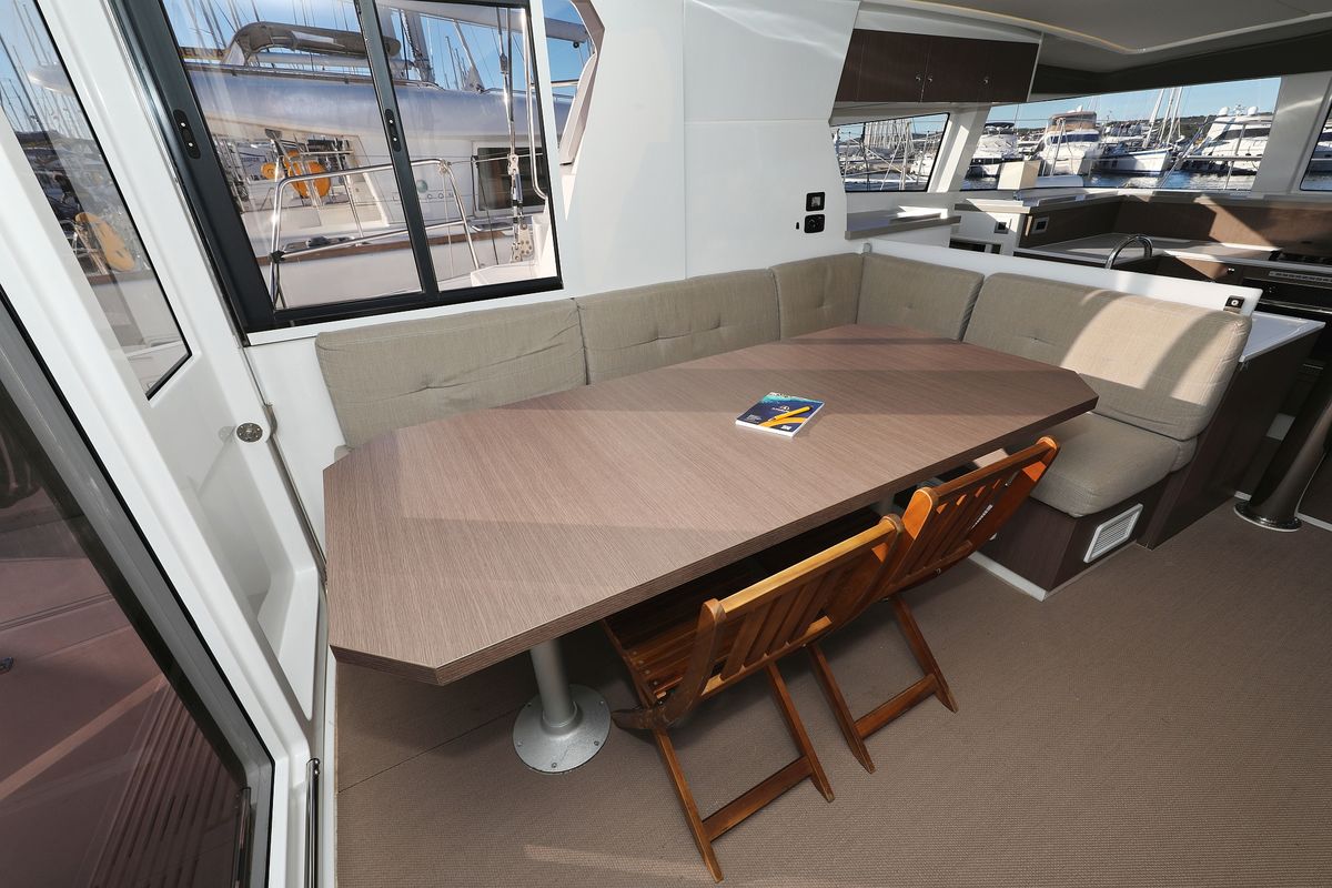 Salon of Hubble, a Bali 4.2 catamaran at Grad Biograd na Moru, Croatia