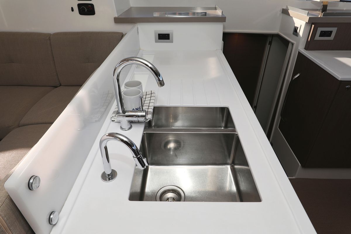 Galley of Hubble, a Bali 4.2 catamaran at Grad Biograd na Moru, Croatia