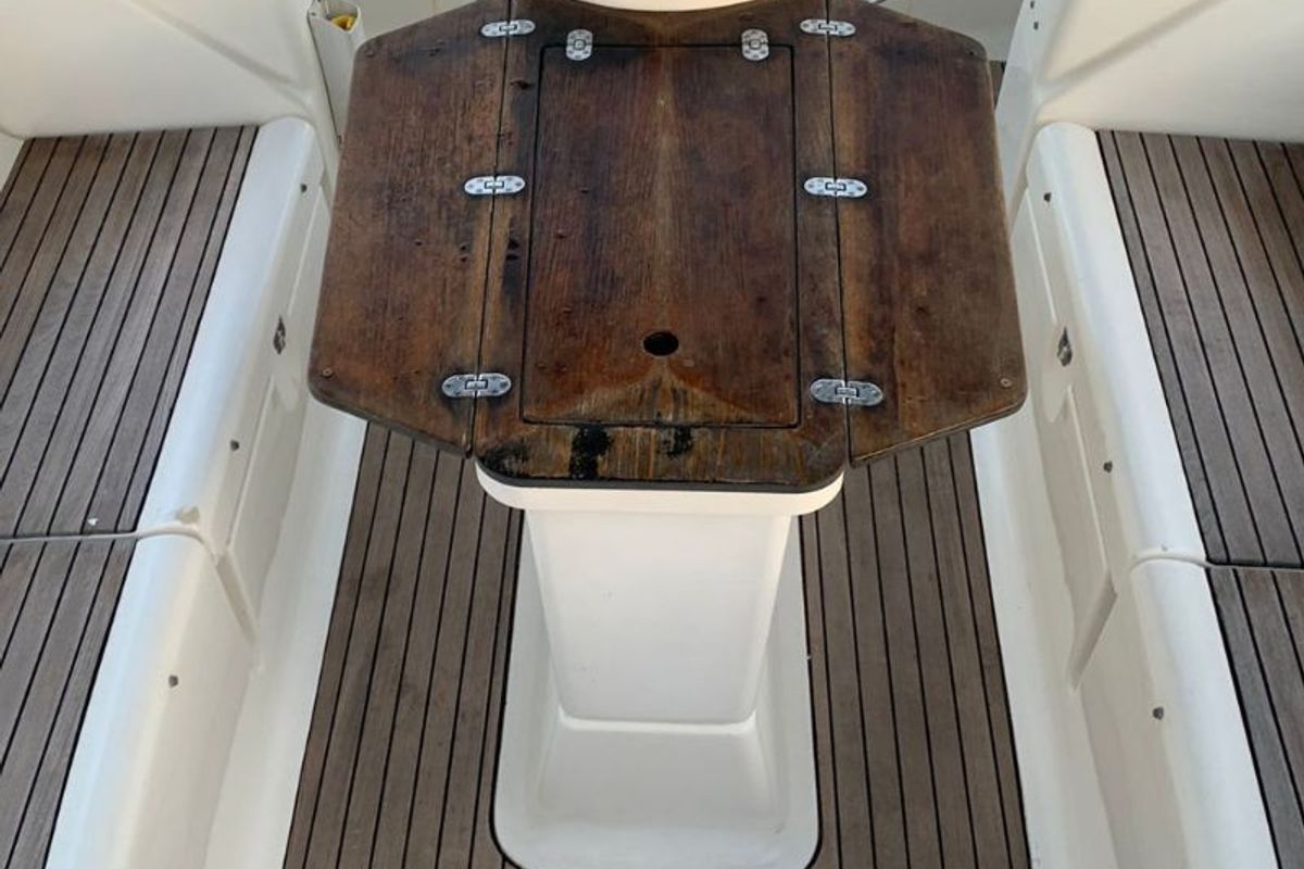 Cockpit of Maha, a Bavaria 50 sailboat at Marseille, France
