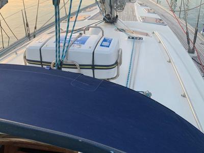 Deck of Maha, a Bavaria 50 sailboat at Marseille, France