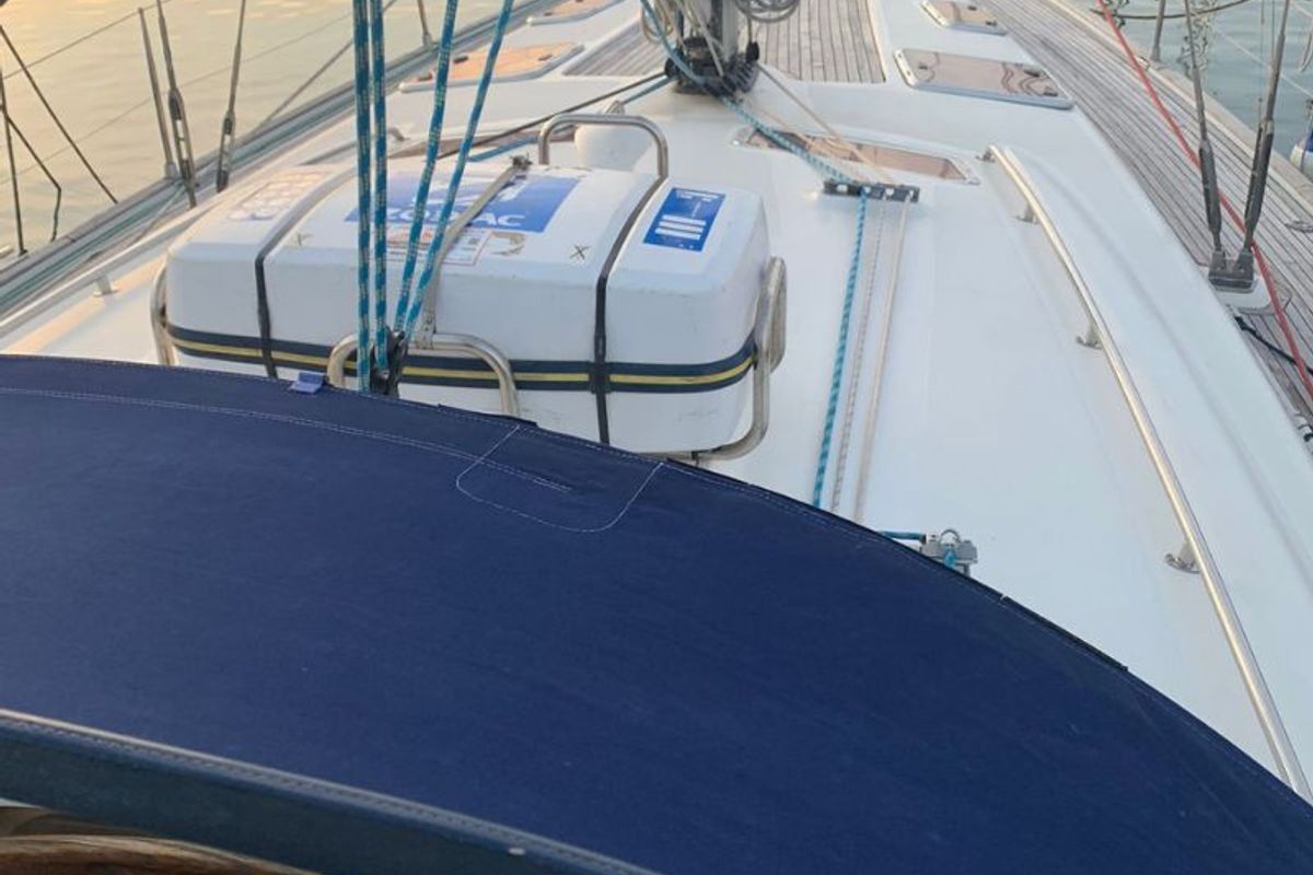 Deck of Maha, a Bavaria 50 sailboat at Marseille, France