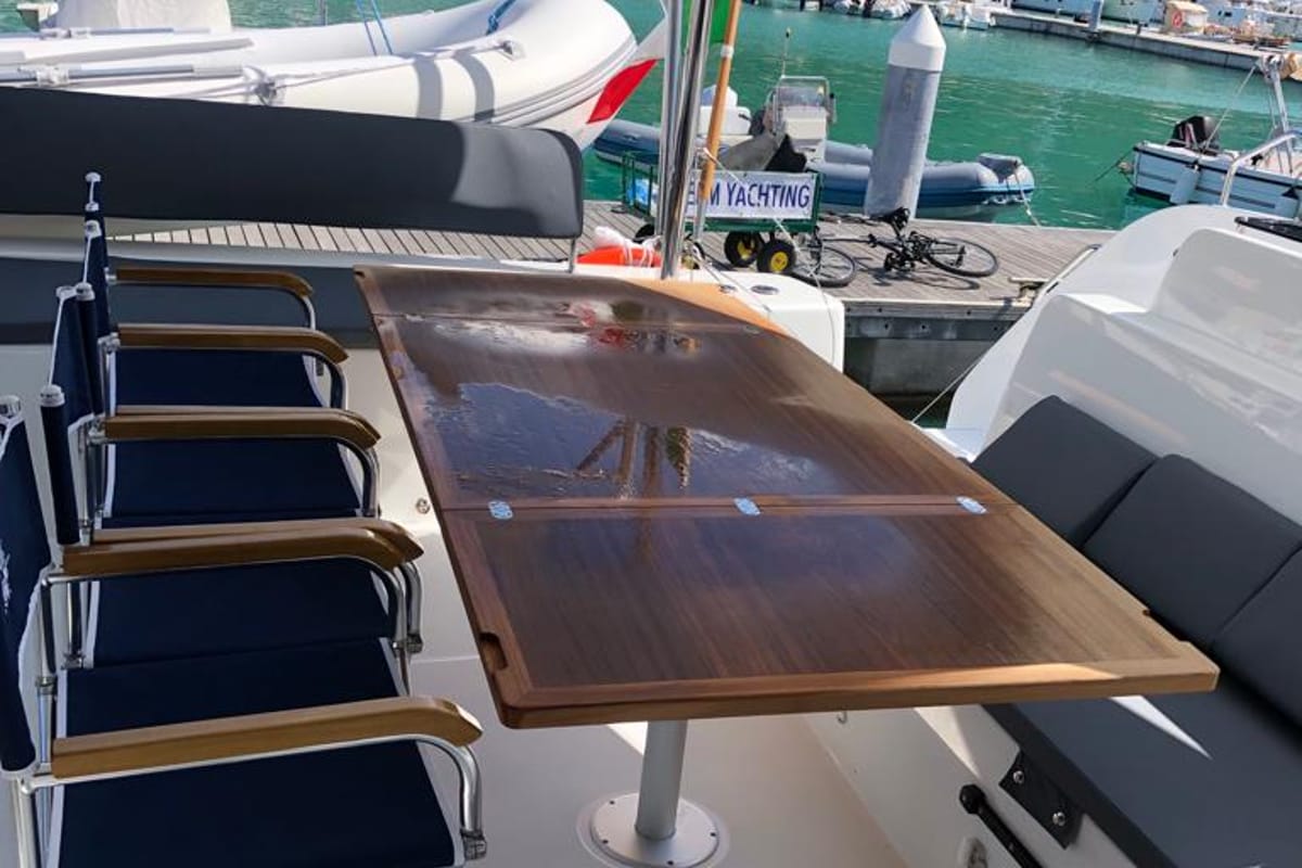 Arianna, a Lagoon 46 Fly catamaran at Capo d'Orlando, Italy
