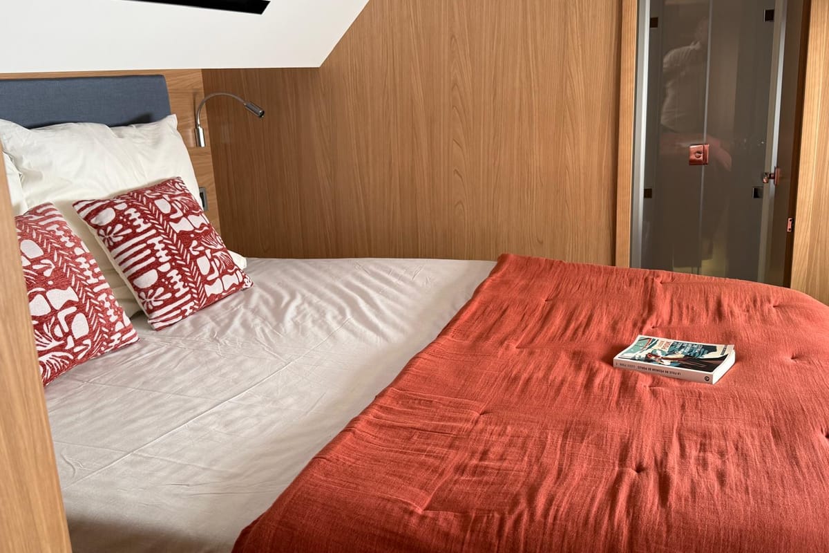 Cabin on Boca Chica, a Bali 5.2 catamaran at Olbia, Italy