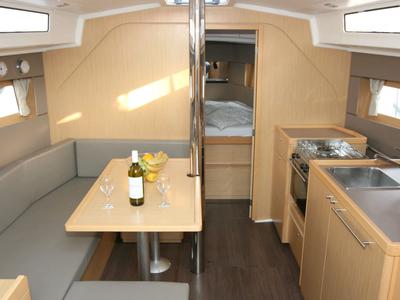 Salon of Olli, a Beneteau Oceanis 38 sailboat at Grad Pula, Croatia