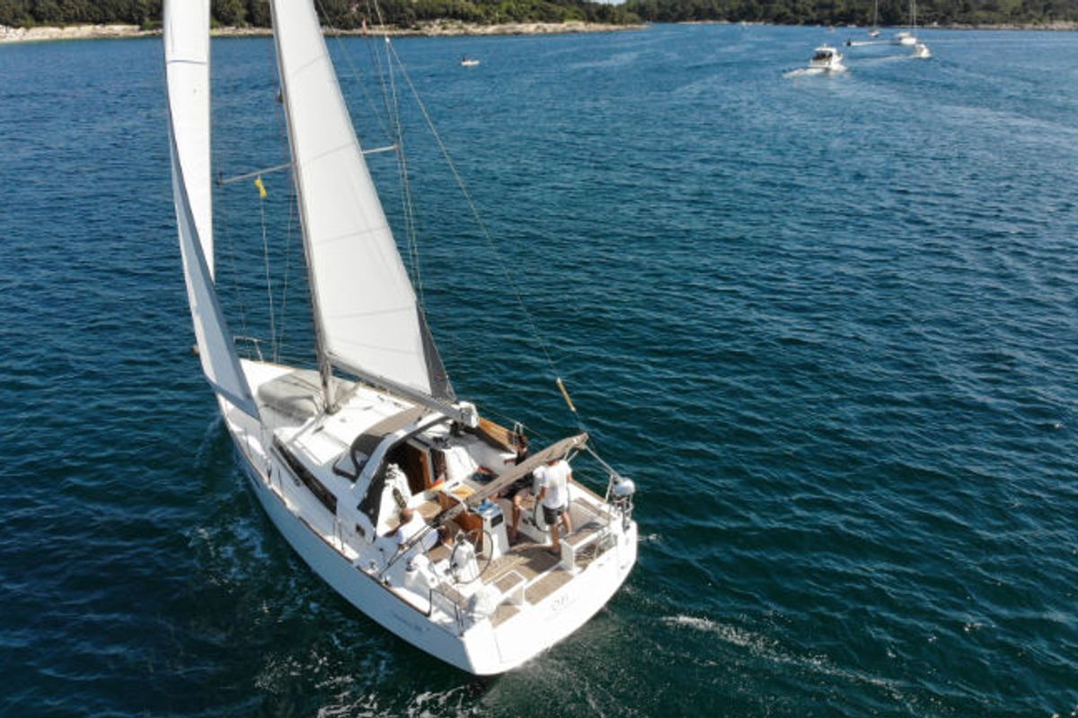 Exterior view of Olli, a Beneteau Oceanis 38 sailboat at Grad Pula, Croatia