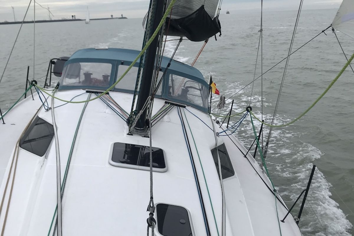 Deck of Silver Wave, a Pogo Structures Pogo 36 sailboat at La Trinité-sur-Mer, France