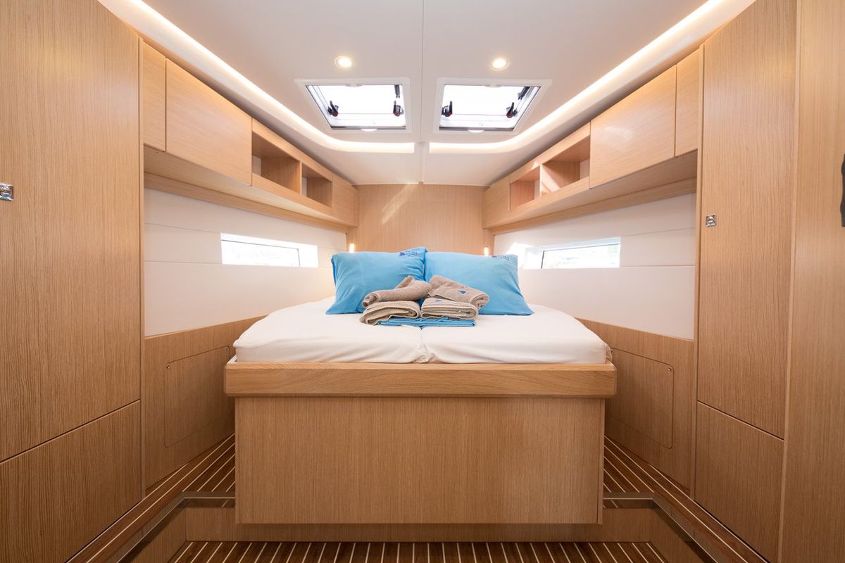 Cabin on Tanguera, a Bavaria C45 sailboat at Fethiye, Turkey