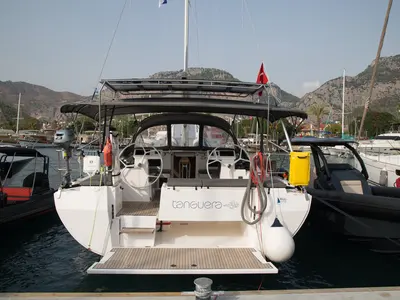 Cockpit of Tanguera, a Bavaria C45 sailboat at Fethiye, Turkey