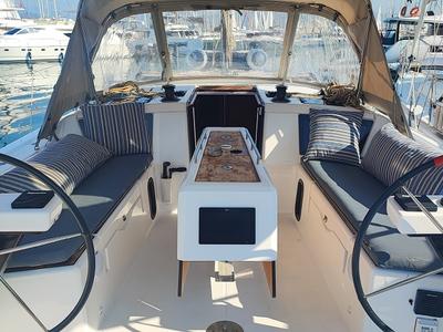 Deck of La Luz, a Dufour 390 sailboat at Fethiye, Turkey
