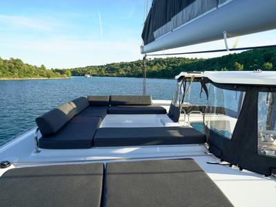 Deck of Happiness, a Lagoon 43 catamaran at Seget Donji, Croatia