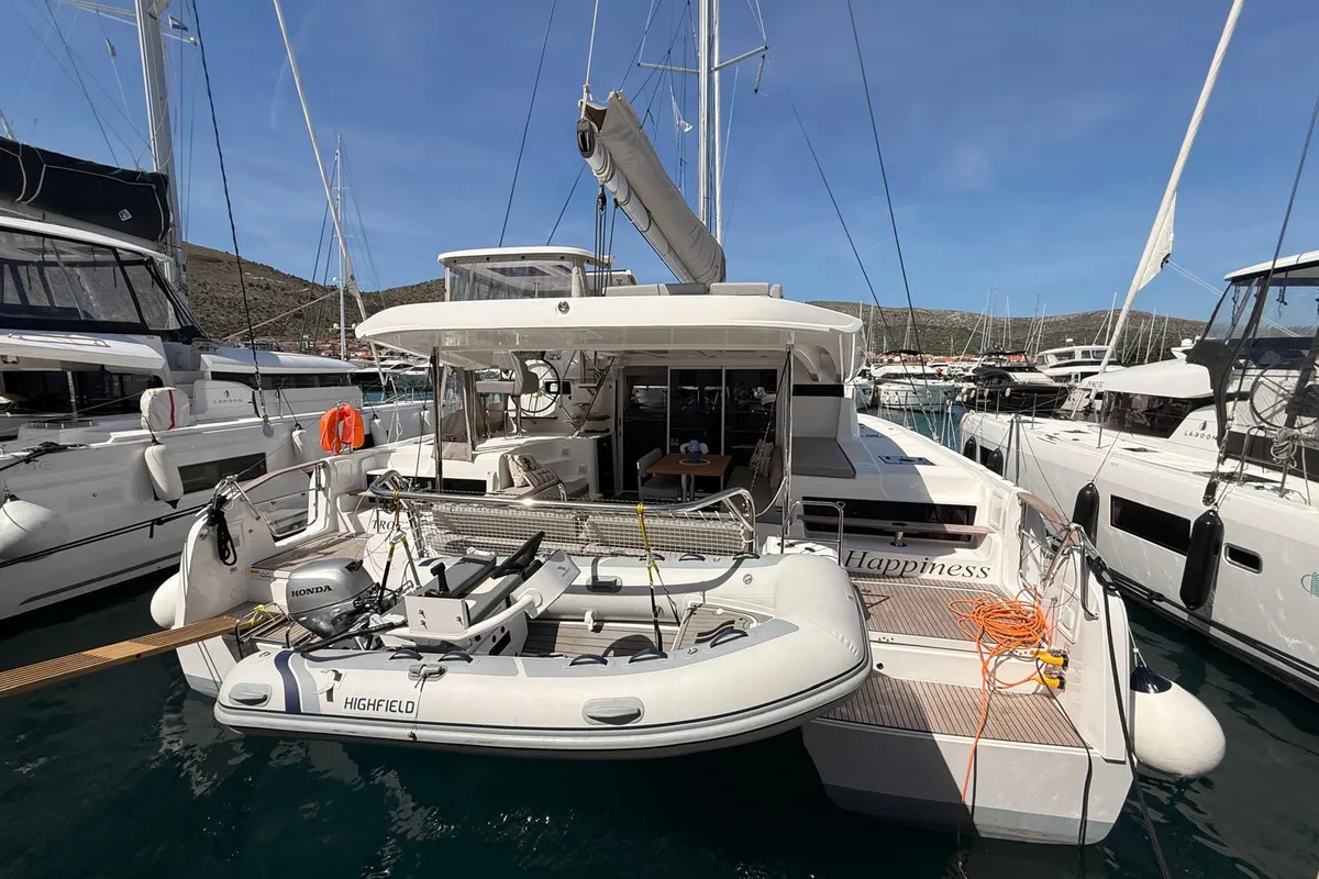 Happiness, a Lagoon 43 catamaran at Seget Donji, Croatia