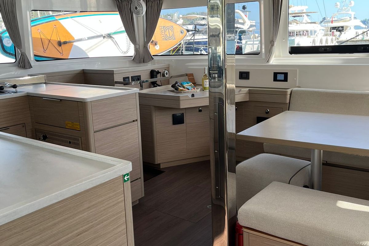 Galley of ETERNITYX, a Lagoon 46 catamaran at Fethiye, Turkey