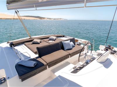 Cockpit of ETERNITYX, a Lagoon 46 catamaran at Fethiye, Turkey