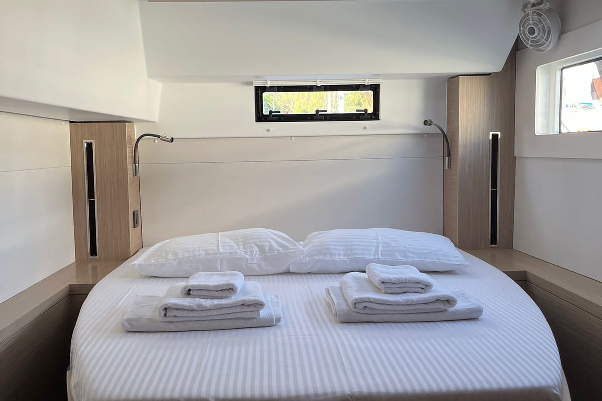 Cabin on ETERNITYX, a Lagoon 46 catamaran at Fethiye, Turkey