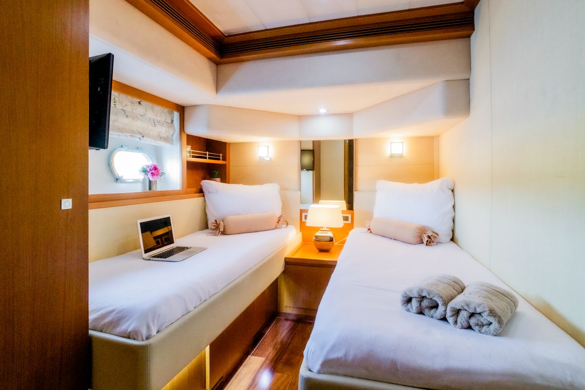 Cabin on Orlando L, a Ferretti 780 yacht at Split, Croatia