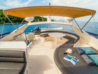 Deck of Orlando L, a Ferretti 780 yacht at Split, Croatia