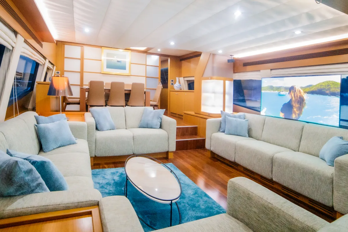 Salon of Orlando L, a Ferretti 780 yacht at Split, Croatia
