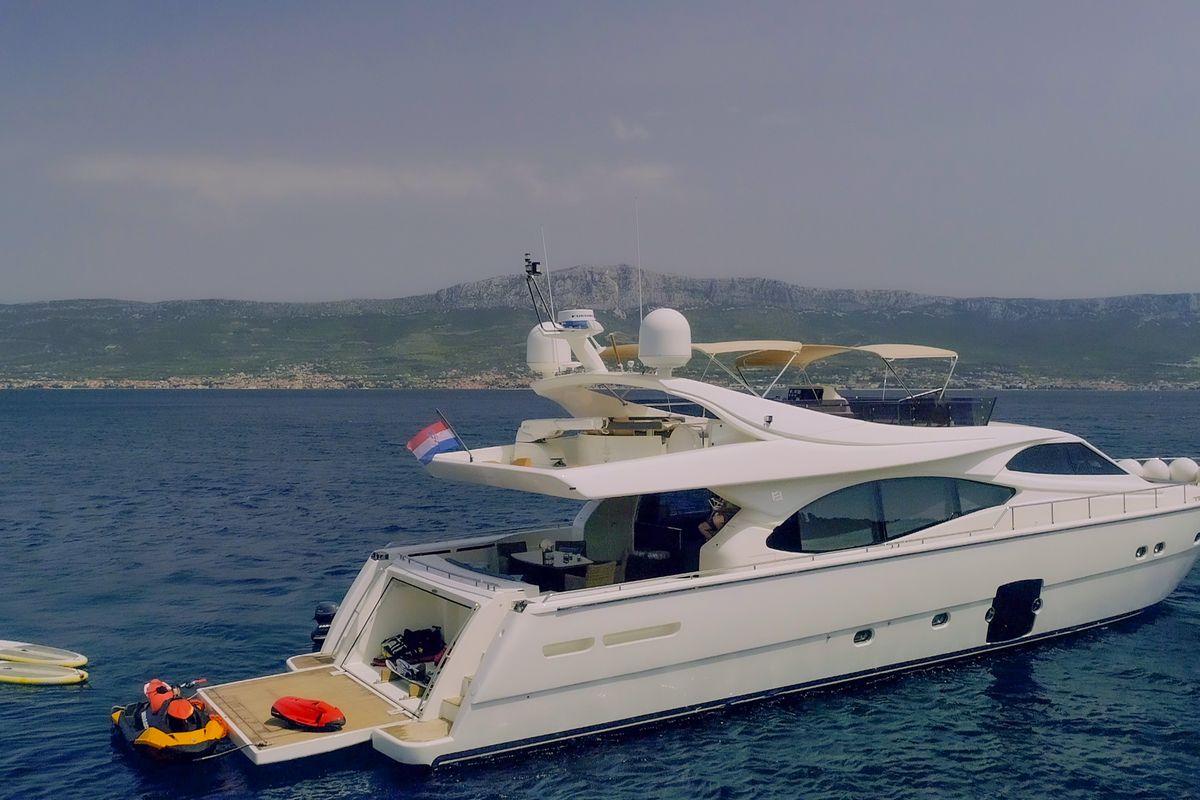 Exterior view of Orlando L, a Ferretti 780 yacht at Split, Croatia