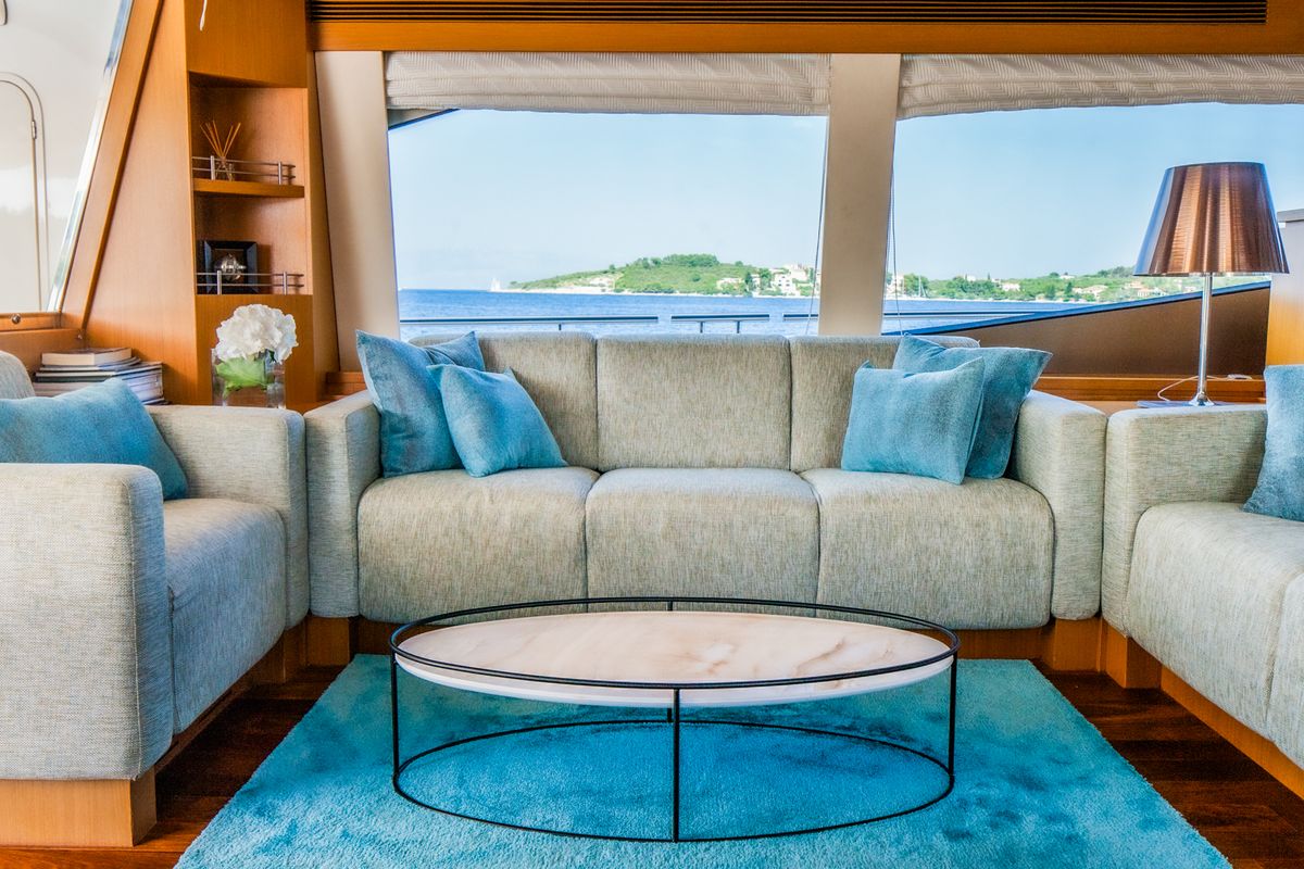 Salon of Orlando L, a Ferretti 780 yacht at Split, Croatia