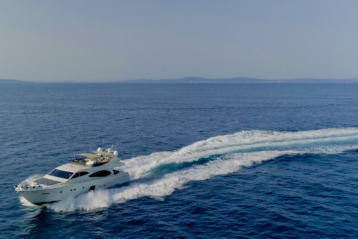 Exterior view of Orlando L, a Ferretti 780 yacht at Split, Croatia