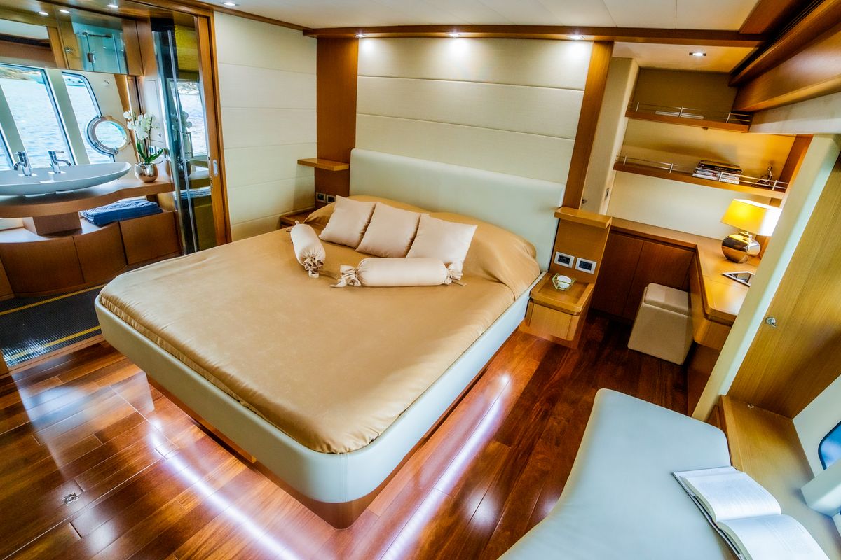 Cabin on Orlando L, a Ferretti 780 yacht at Split, Croatia