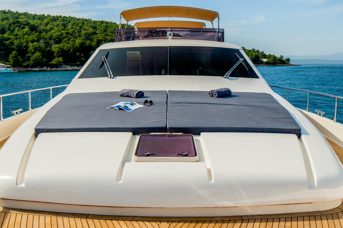Deck of Orlando L, a Ferretti 780 yacht at Split, Croatia