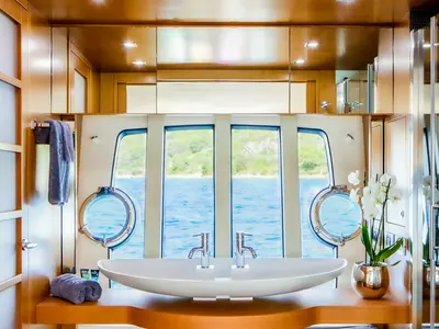 Head on Orlando L, a Ferretti 780 yacht at Split, Croatia