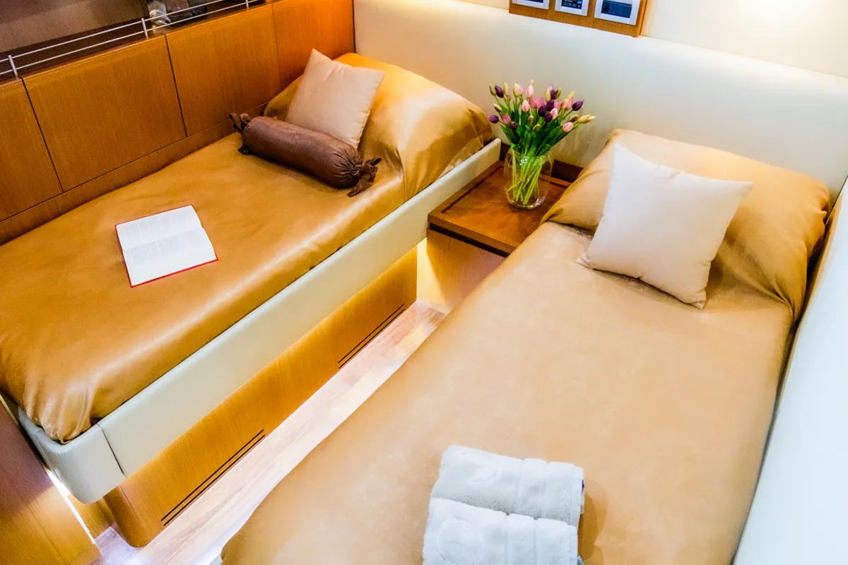 Cabin on Orlando L, a Ferretti 780 yacht at Split, Croatia