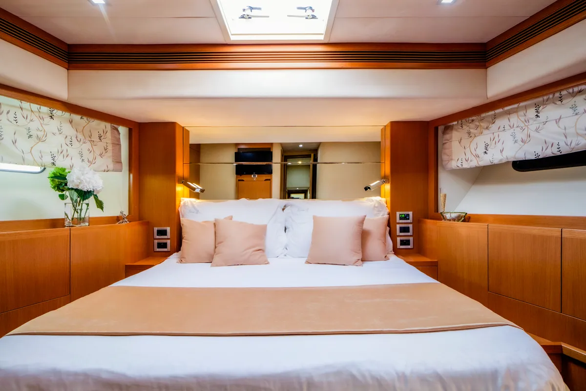 Cabin on Orlando L, a Ferretti 780 yacht at Split, Croatia