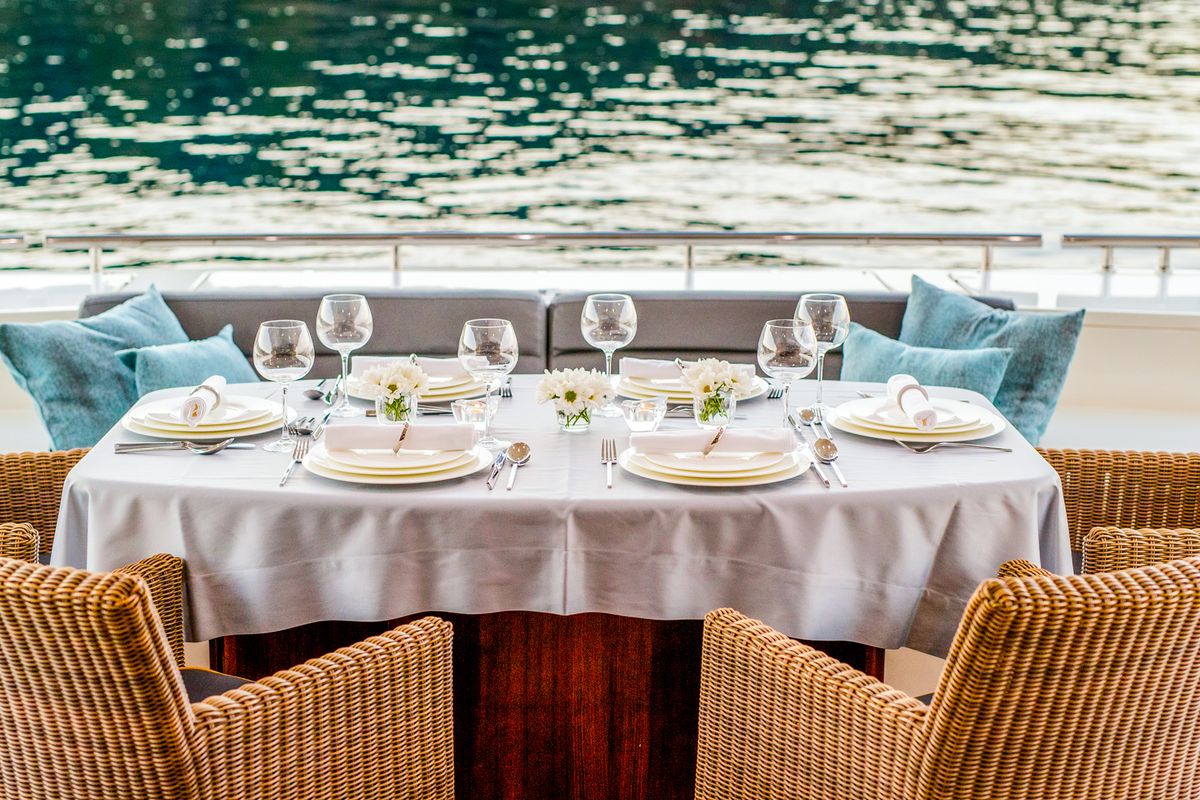 Deck of Orlando L, a Ferretti 780 yacht at Split, Croatia