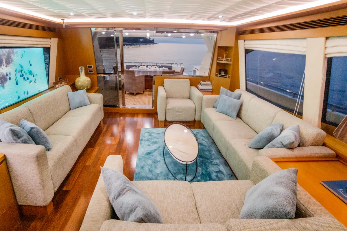 Salon of Orlando L, a Ferretti 780 yacht at Split, Croatia